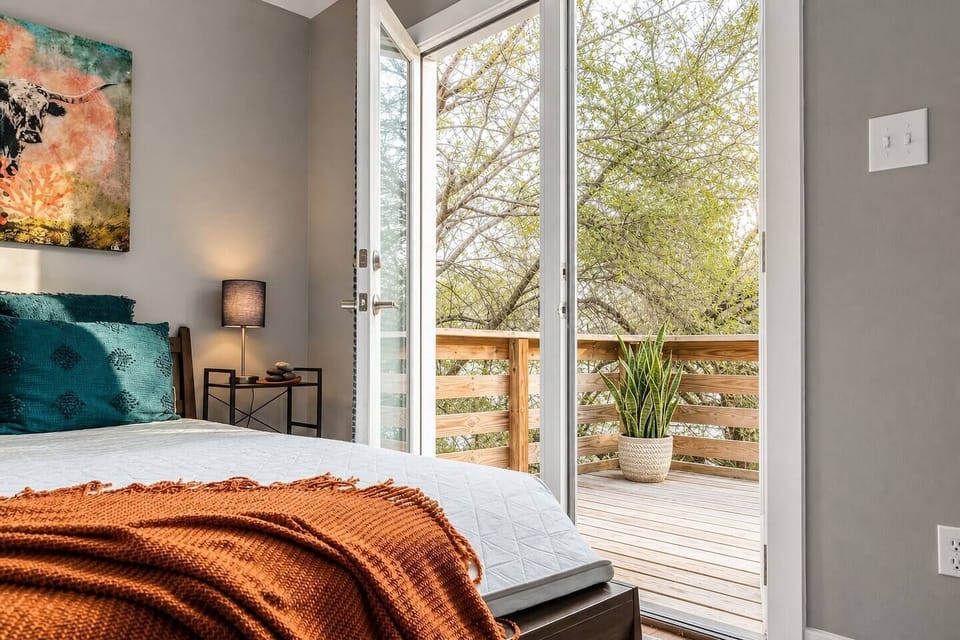 Coffee on the balcony outside your upstairs bedroom