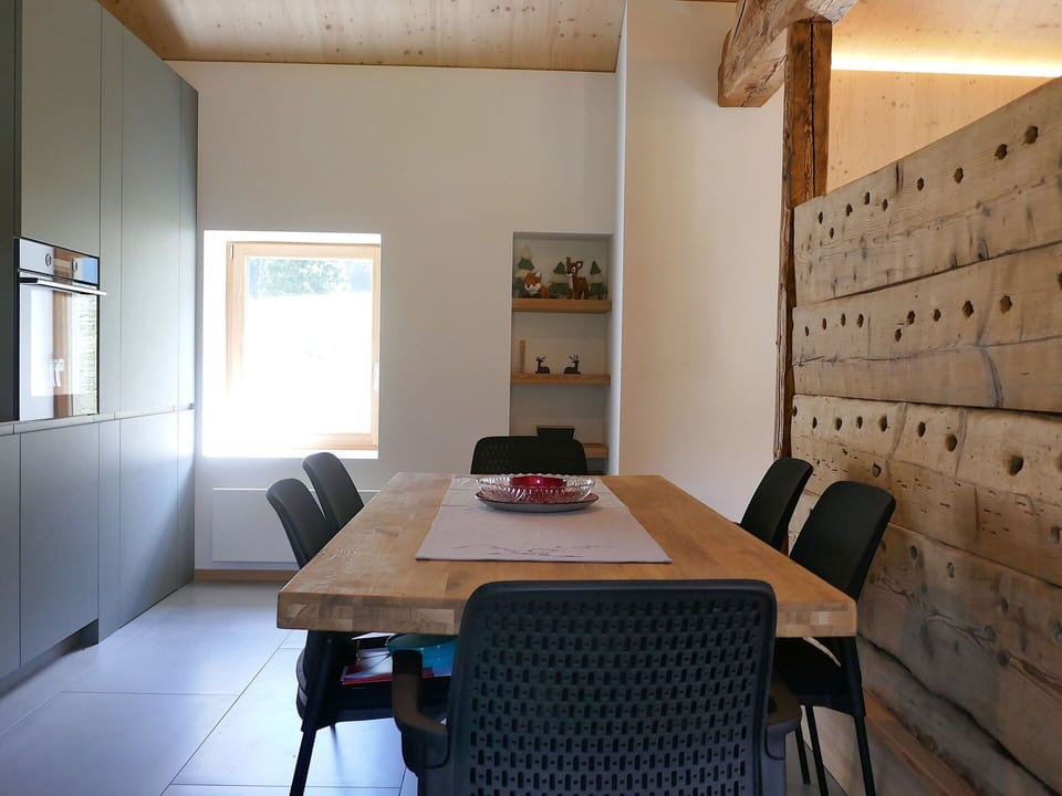 Furniture, Interior Design, Flooring, Wall, Floor, Wood, Ceiling, Table, Kitchen & Dining Room Table, Chair