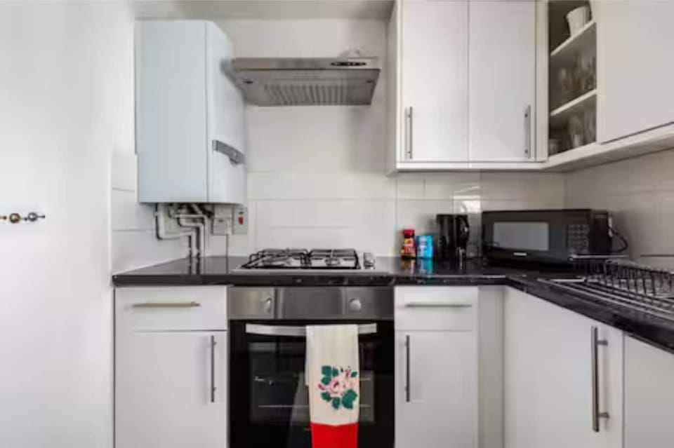 Fridge, microwave, oven, electric kettle