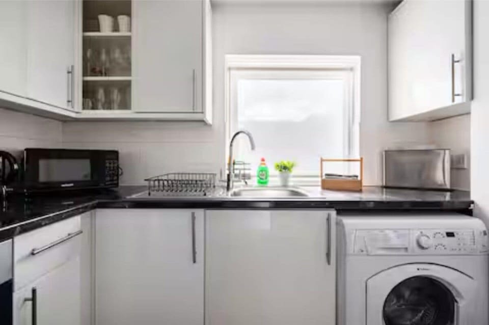 Fridge, microwave, oven, electric kettle