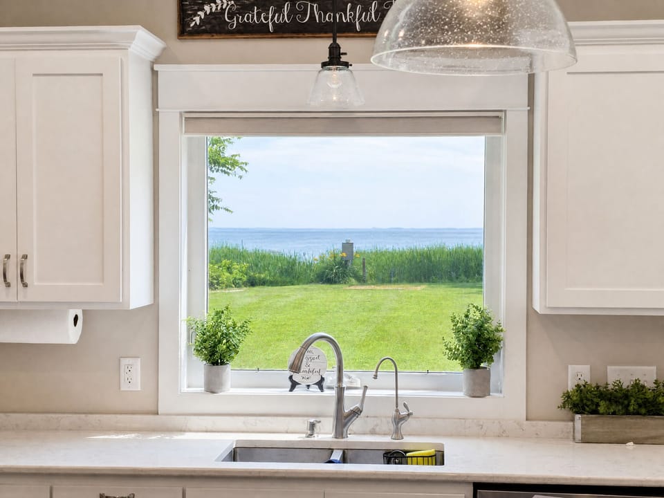 Kitchen window view of lake