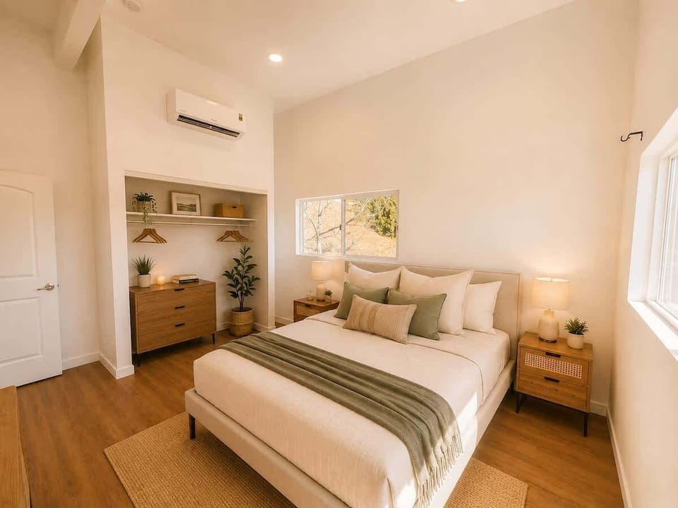 Comfortable bedroom designed for a restful stay 🛏️🌿✨