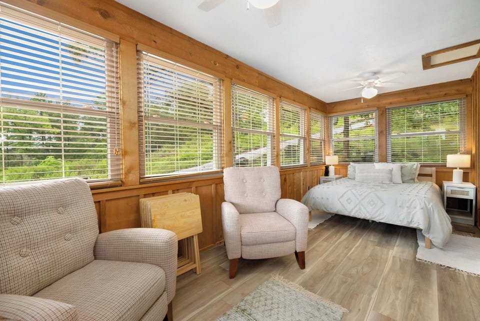 Our second bedroom has a Queen size bed, closet, a nearby bath, and access to the patio.