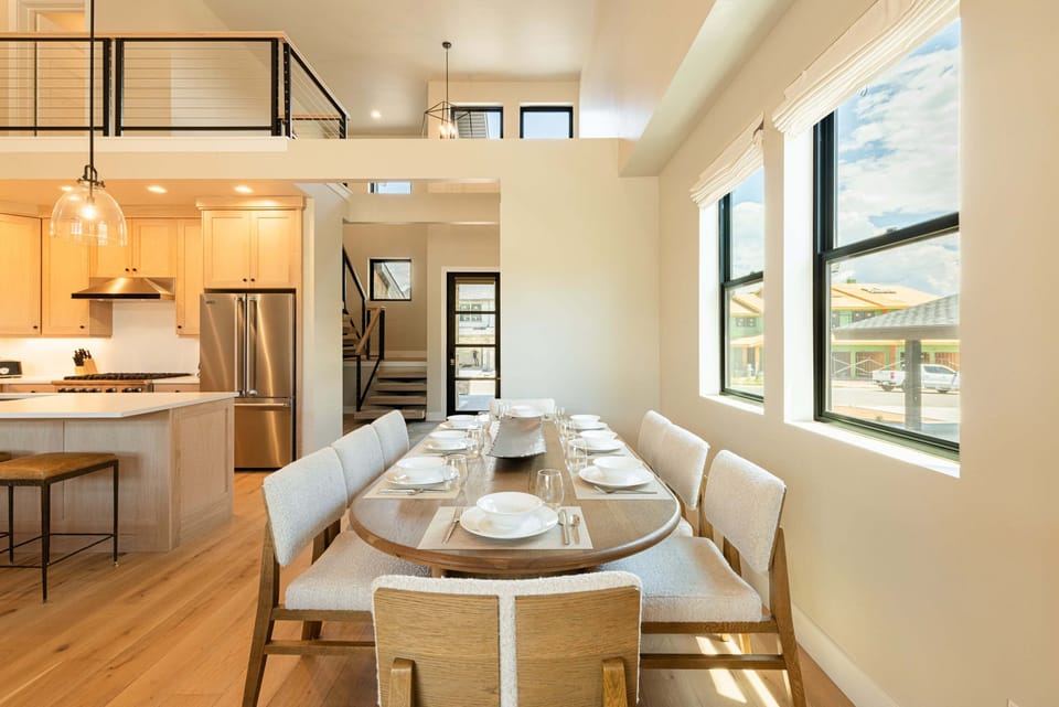 Dining table with seating for 8