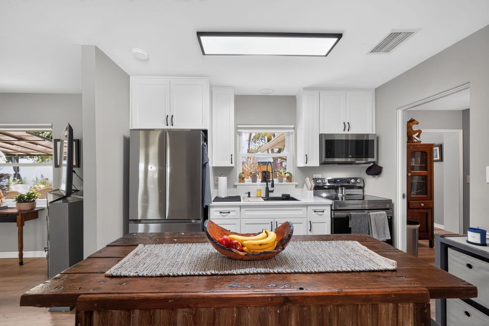 Indoors, Kitchen, Appliance, Refrigerator, Microwave