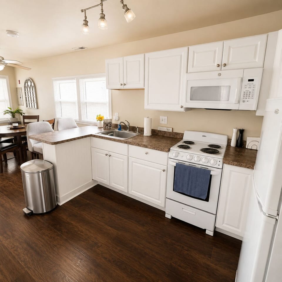 Bright open kitchen with dining nook and plenty of prep space