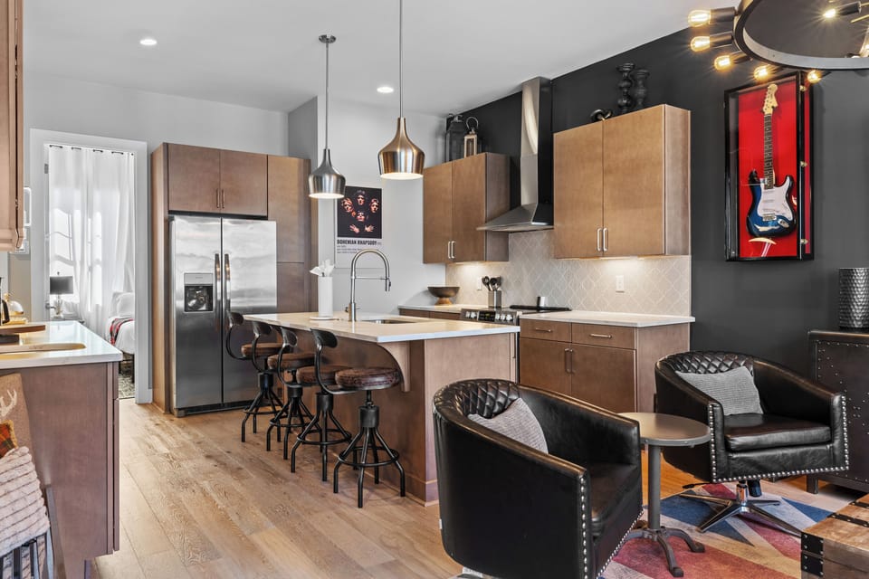 Cozy dining nook for meals, coffee, or games.