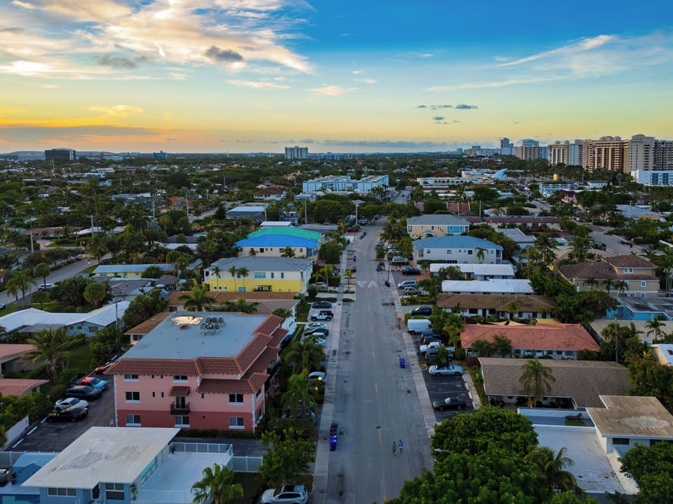 Aerial view of the neighborhood. 