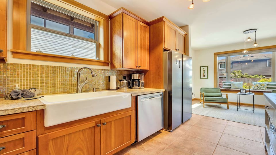 Modern appliances and generous counter space make cooking a breeze.