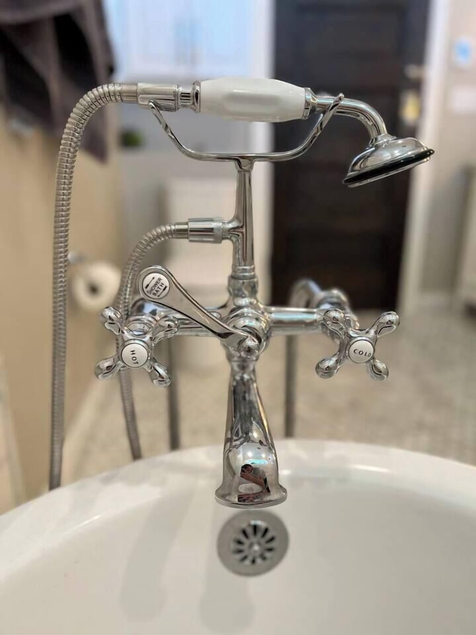 Elegant detailed designs throughout the bathroom.