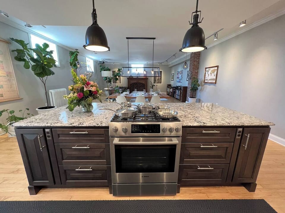 Cook up your favorite meal in our modern kitchen with new stainless steel appliances and gas range. 

