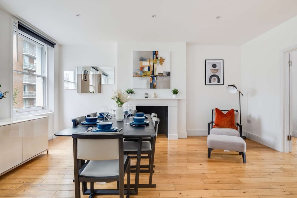 The open-plan living and dining area