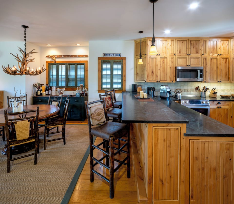 Our open dining room area, with room for 6-8 and open into the kitchen!