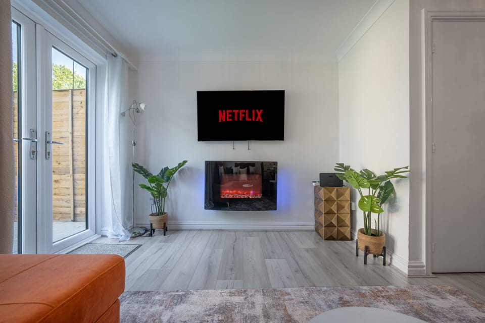 TV with Netflix and Fire Place