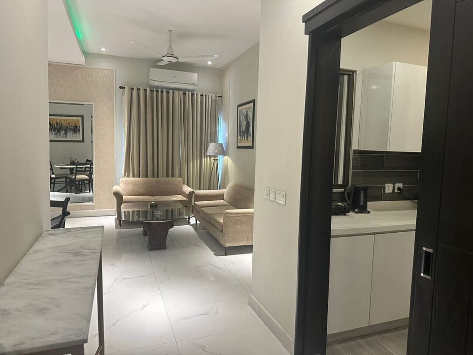 Relaxing living space with modern interiors