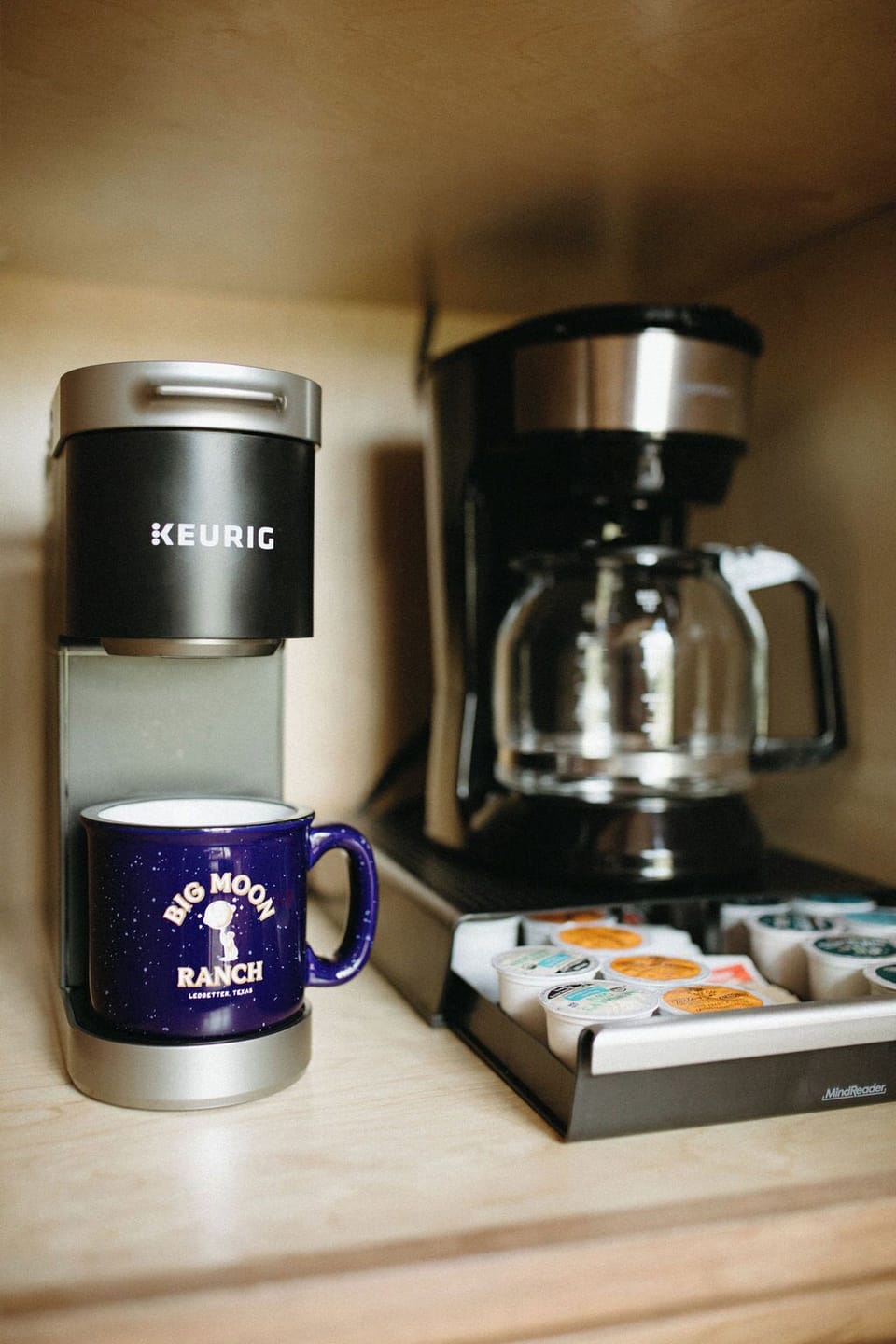 Coffee is ready when you are, in a Big Moon Ranch mug