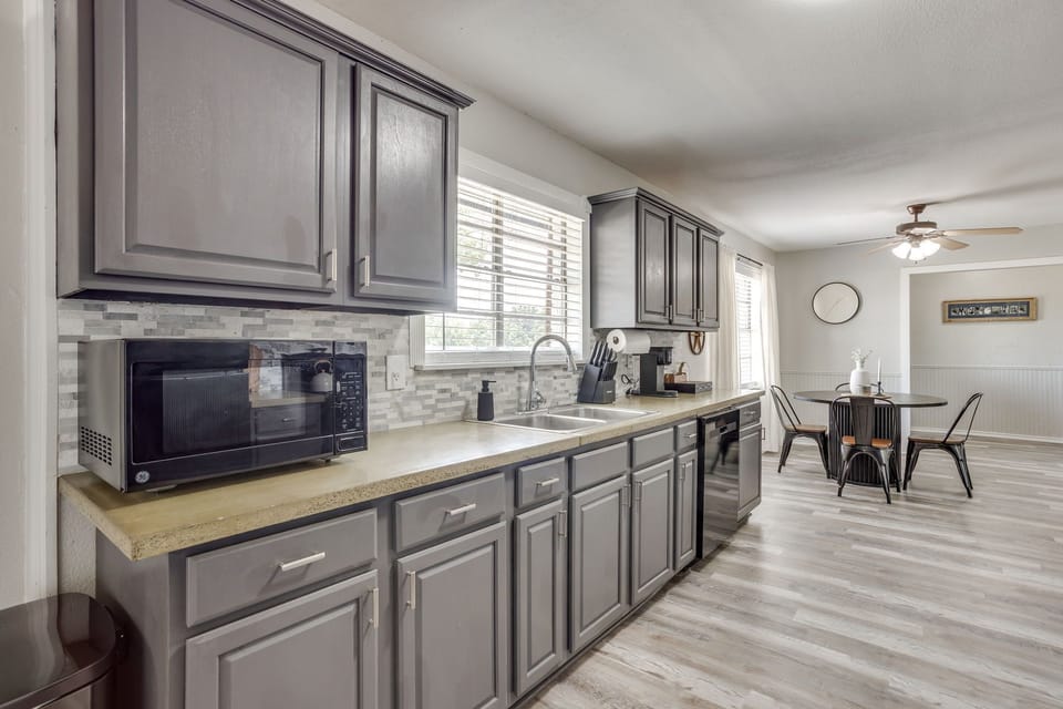 Plenty of counter space for cooking for a group of ten.