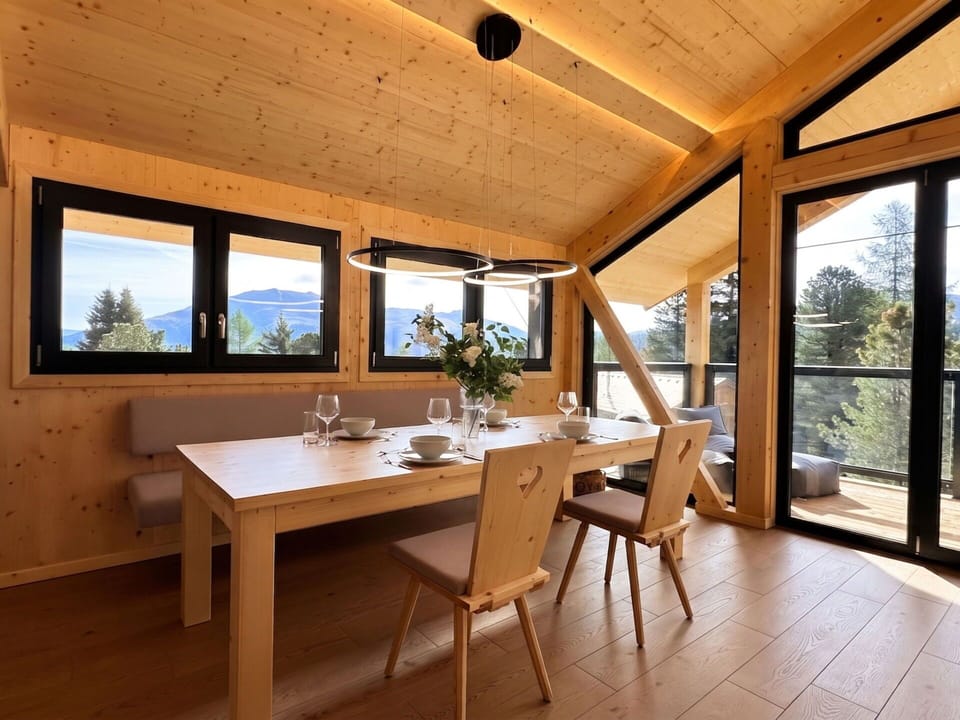 Wood, Interior Design, Ceiling, Room, Chair, Hardwood, Kitchen & Dining Room Table, Beam, Wood Stain, Natural Material