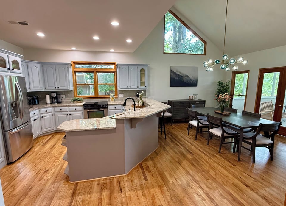 Spacious and stocked kitchen with plenty of room in the pantry for groceries