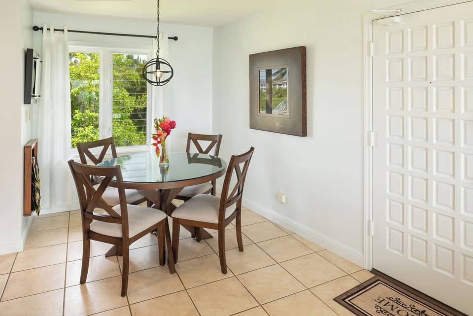 Pull up to the round table for four, breakfast before the day's plans take over.