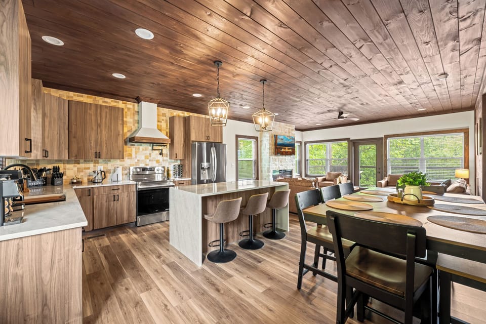 kitchen and dining area 