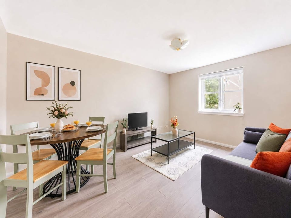 The open-plan living and dining area