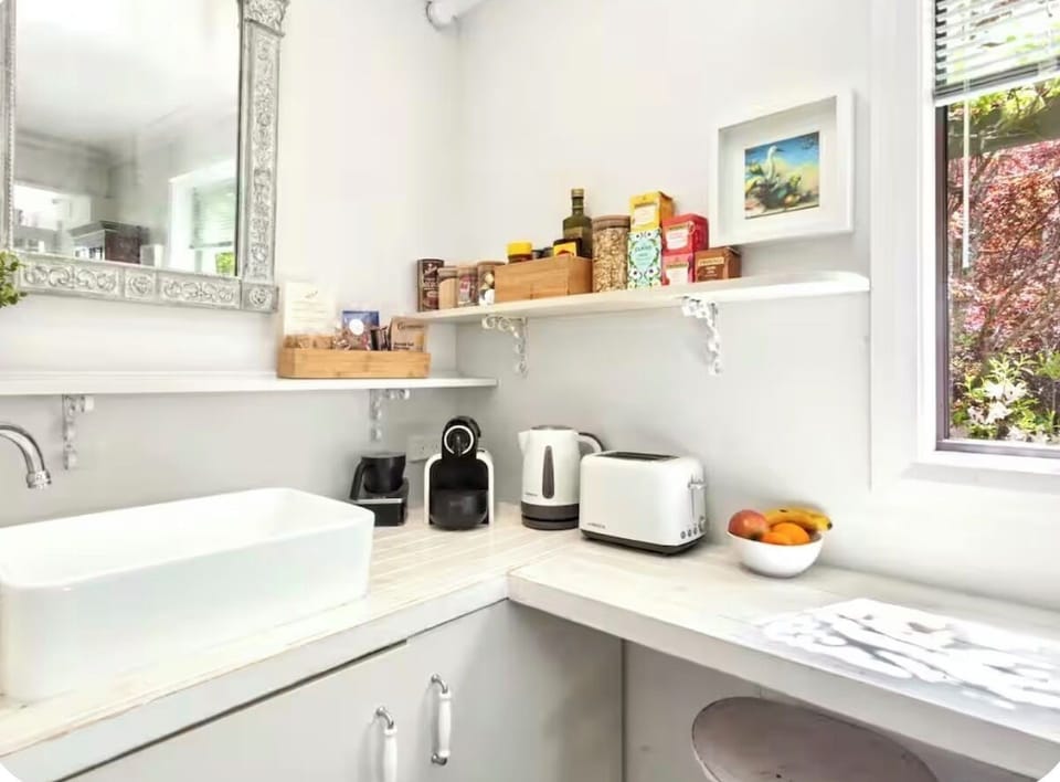 Kitchenette with  breakfast items