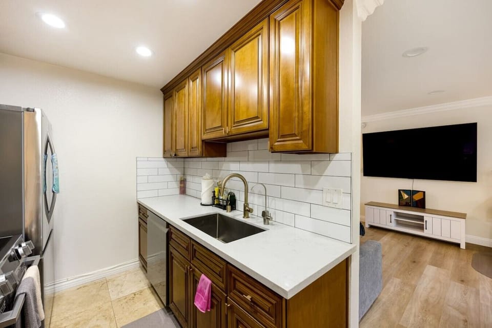Fully outfitted kitchen with new LG appliances, ready for real cooking, not just reheating.