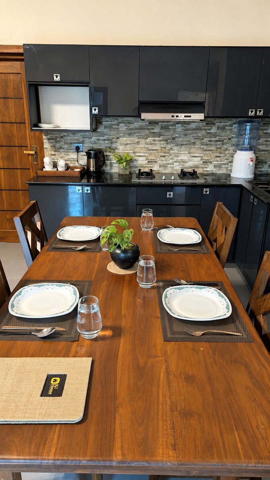 Lake View Apartment Dining Area and Kitchen