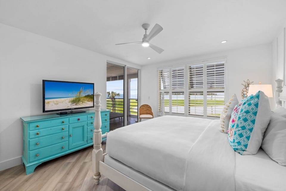 A bedroom offers a quiet place to sleep.