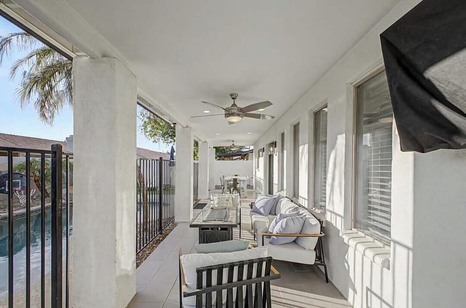 Enjoy morning coffee or evening cocktails under the shaded patio.