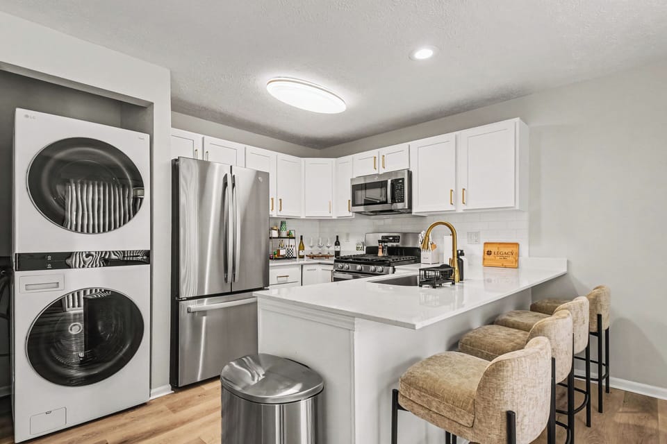 Washer and Dryer and coffee bar