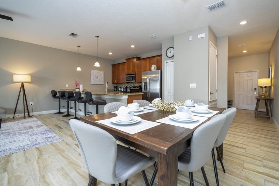 Open floor dining and living
