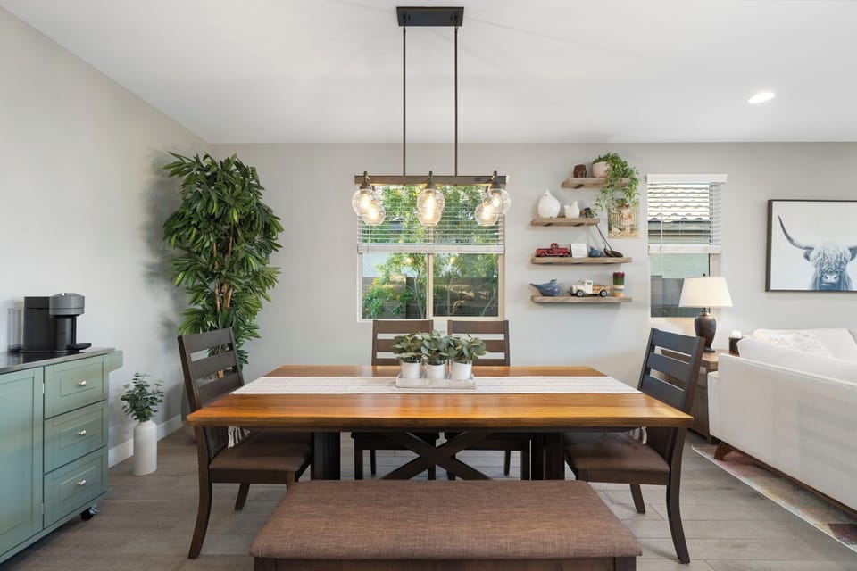 Enjoy family meals around the dining table with seating for 6. 