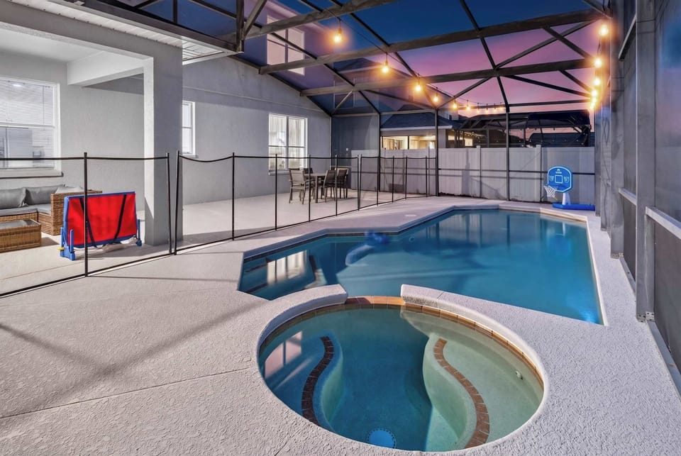 🏊 PRIVATE POOL OASIS

The outdoor space includes:

☀️ Four lounge chairs
🛡️ Child safety fence around the pool
🌴 Fully screened enclosure
🌿 Fully fenced backyard for additional privacy