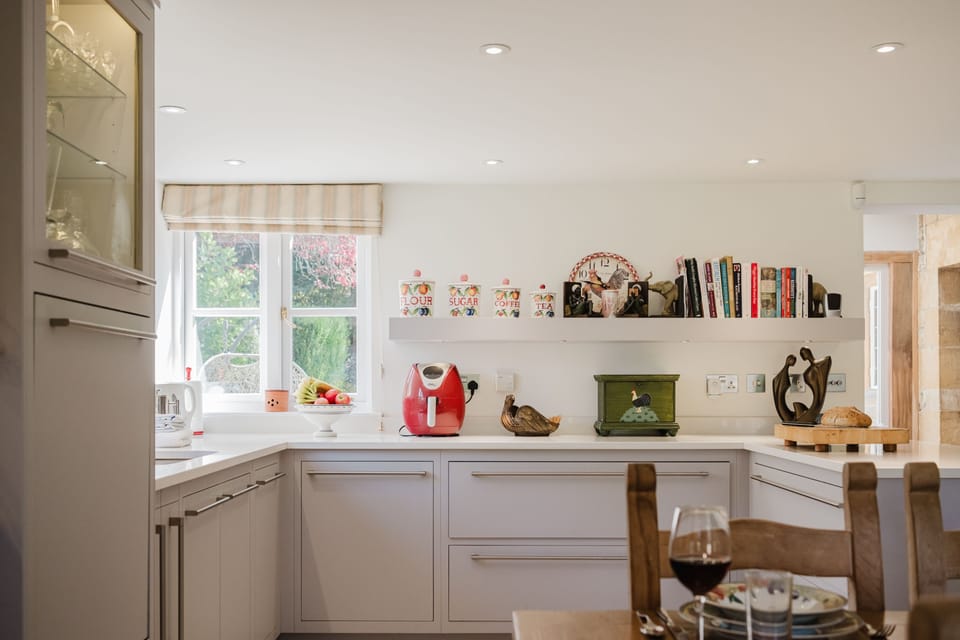 Looking across from the dining area to the kitchen
