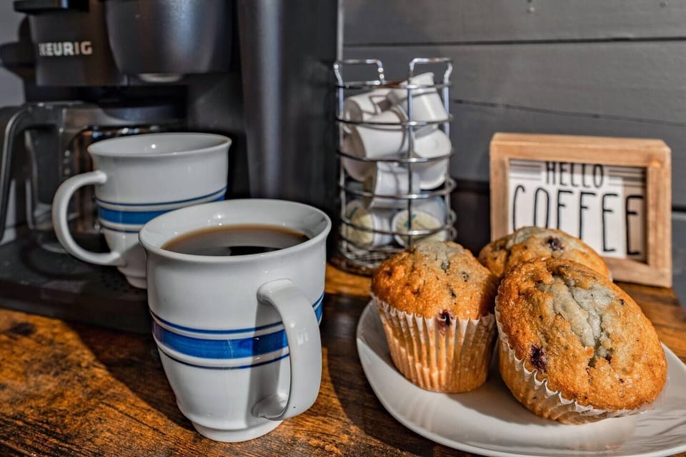 Coffee bar! Ground coffee, tea and Keurig pods are provided for you complimentary