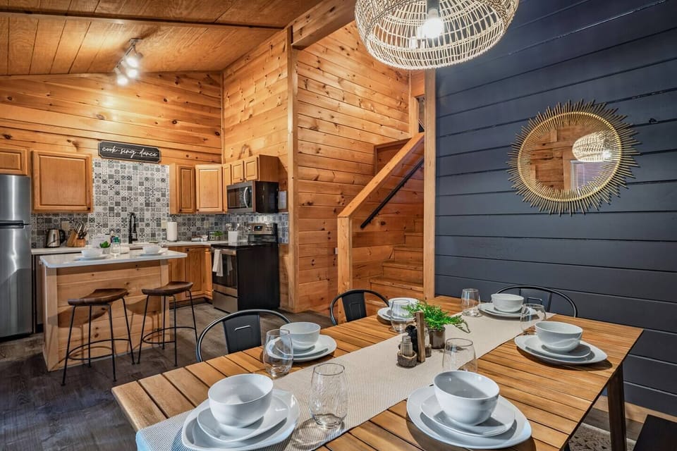 Intimate kitchen and dining room with all you need to spend time indoors cooking with family and friends
