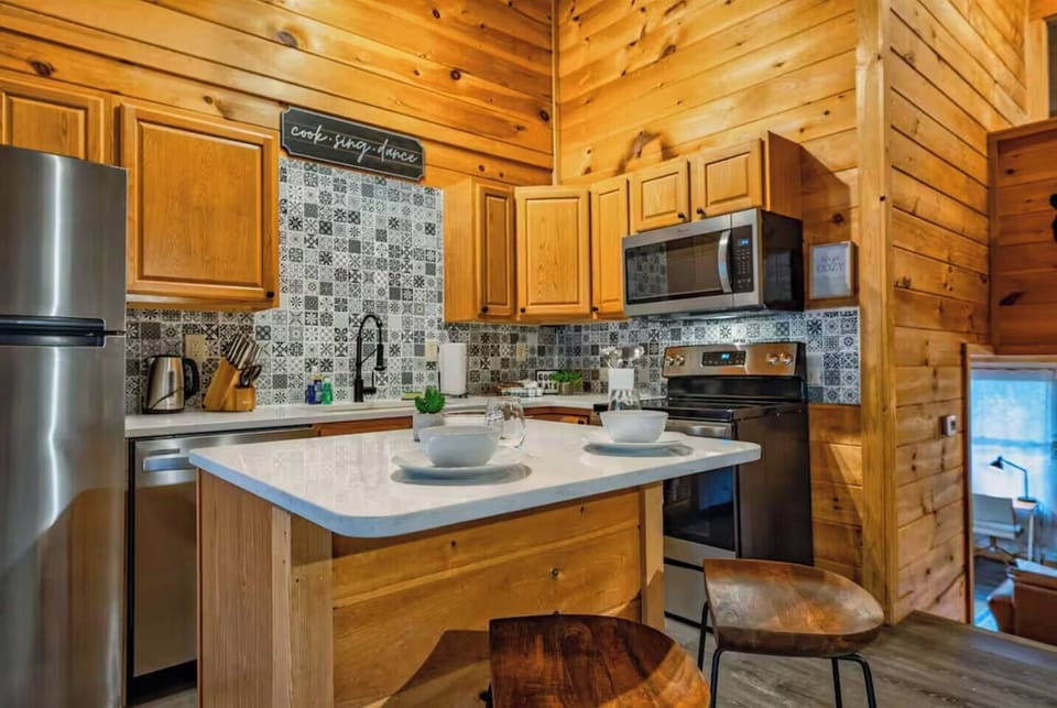 Updated kitchen with stainless steel appliances
