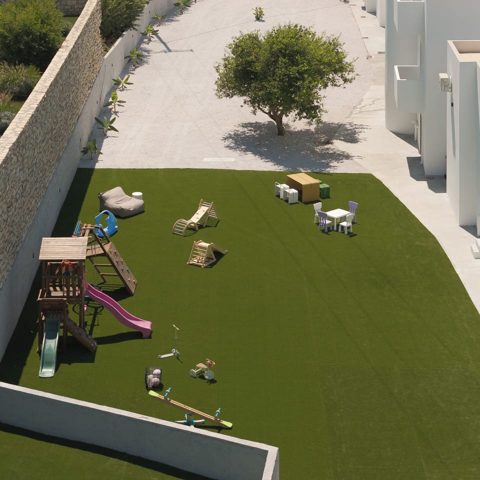 Playground keeps younger guests happily entertained in the Cretan sun.
