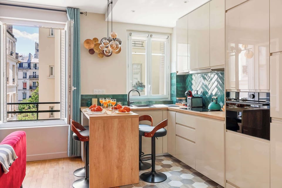 The open-plan living, kitchen and dining area