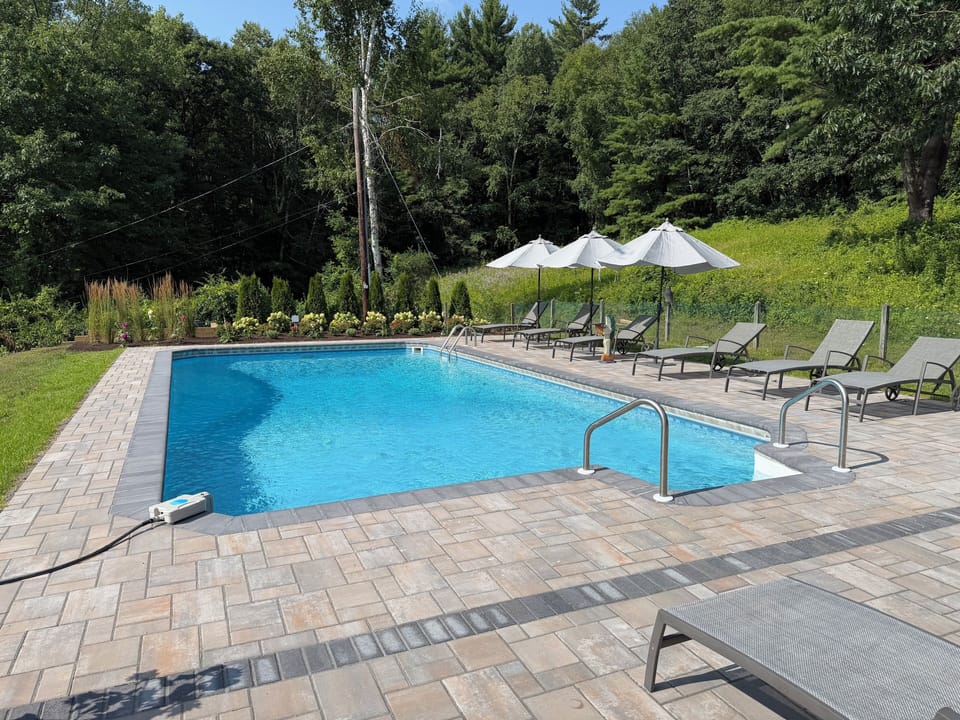 Pool view with garden
