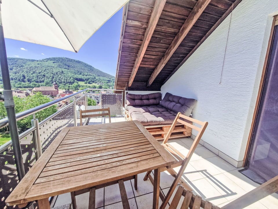 Wood, Balcony, Deck, Porch, Hardwood, Handrail, Wood Stain, Outdoor Furniture, Outdoor Table, Fence