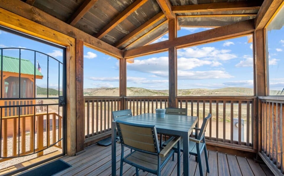 Enjoy your morning coffee or an al fresco meal on the private deck overlooking the stunning landscape.