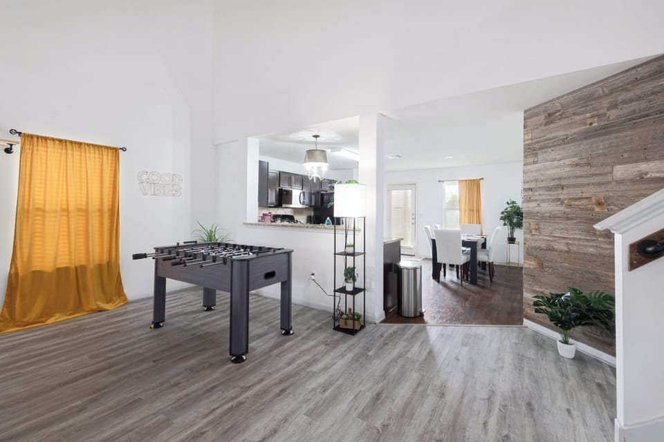 Foosball adds easy entertainment right at home, perfect for friendly games after a long day. Construction crews, families and corporate travelers can relax together while enjoying the comfort of a spacious extended-stay home in Kyle, TX.