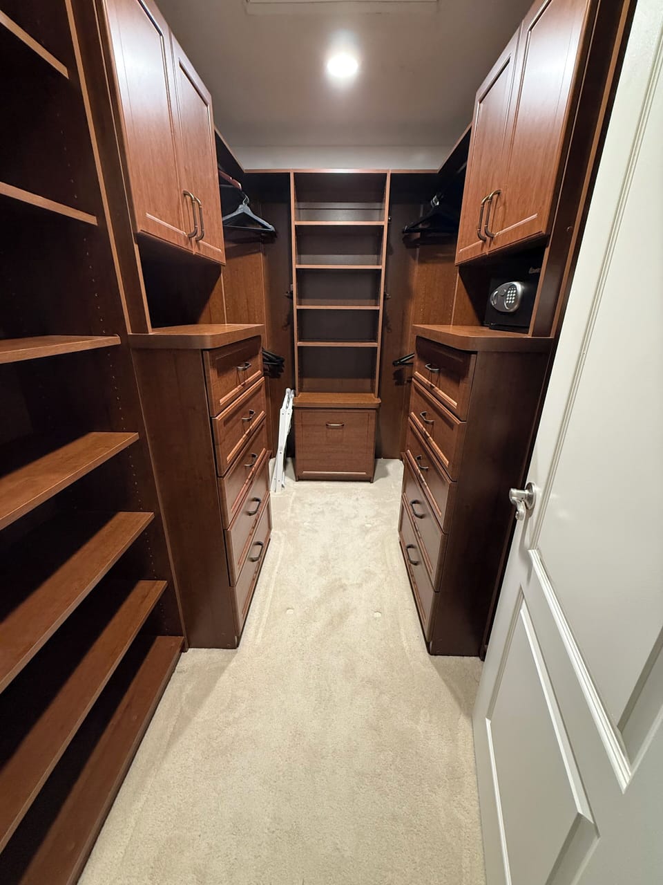 Grand master suite walk-in closet; plenty of room for your extended stay.