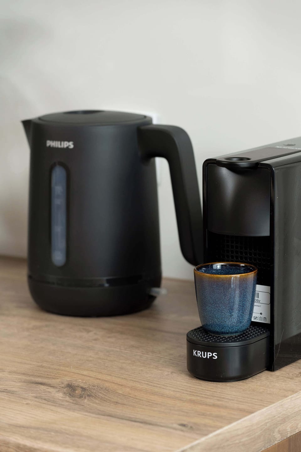 Coffee machine and electric kettle provided for your morning refreshments.