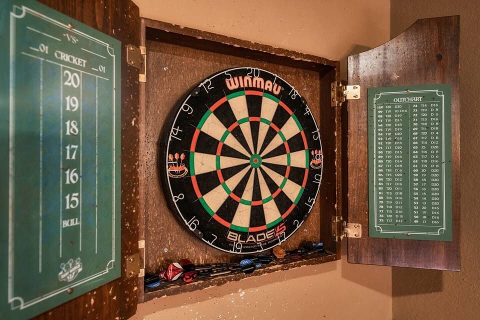 The dart board in our game room