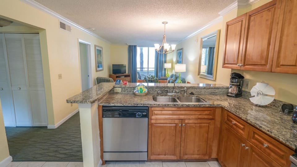 Prep family meals on generous counters with plenty of cabinet space