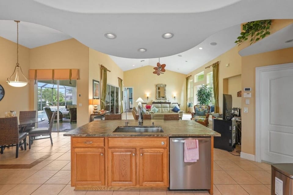 A view from the kitchen out